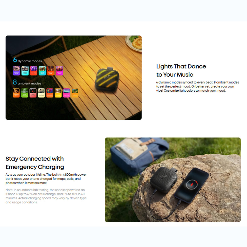 Picture of ANKER soundcore Boom Go 3i Portable Outdoor Small Size Speaker 15W Bass 24 Hours Playtime Waterproof Bluetooth (Black)