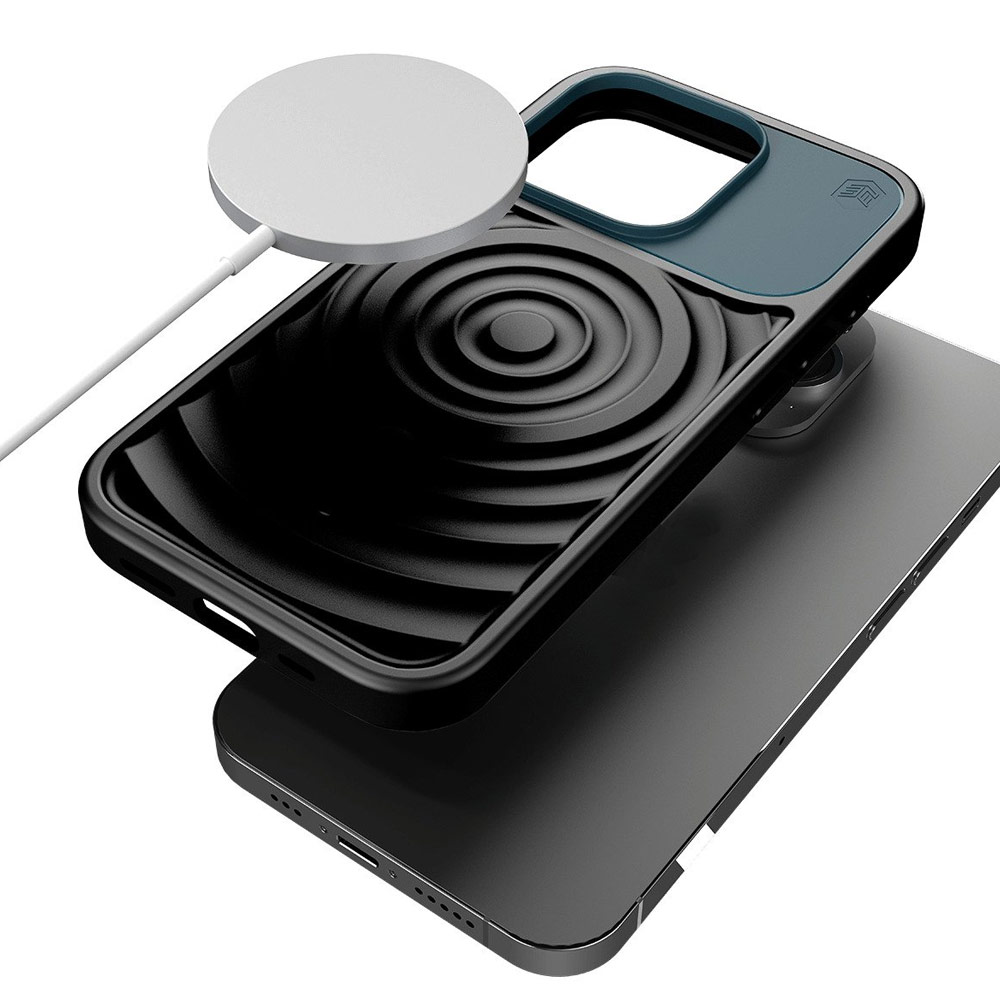 Picture of Apple iPhone 15 Pro Max 6.7 Case | STM Reawaken Ripple Drop Magnetic Protection Case for iPhone 15 Pro Max 6.7 (Solid Black Atlantic)