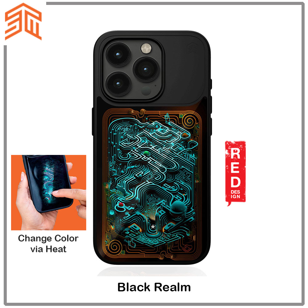 Picture of Apple iPhone 15 Pro 6.1 Case | STM Reveal Hidden Pattern Magnetic Drop Protection Case for iPhone 15 Pro 6.1 (Black Realm)