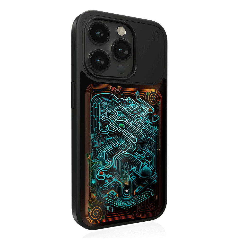 Picture of Apple iPhone 15 Pro 6.1 Case | STM Reveal Hidden Pattern Magnetic Drop Protection Case for iPhone 15 Pro 6.1 (Black Realm)