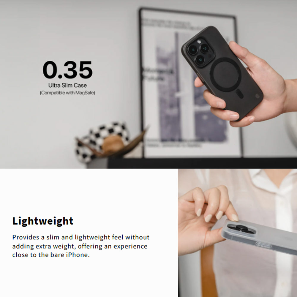 Picture of Apple iPhone 16 Pro 6.3 Case | Switcheasy 0.35mm Ultra Slim Thin Msafe Magnetic Compatible Case for iPhone 16 Pro 6.1 (Titanium)