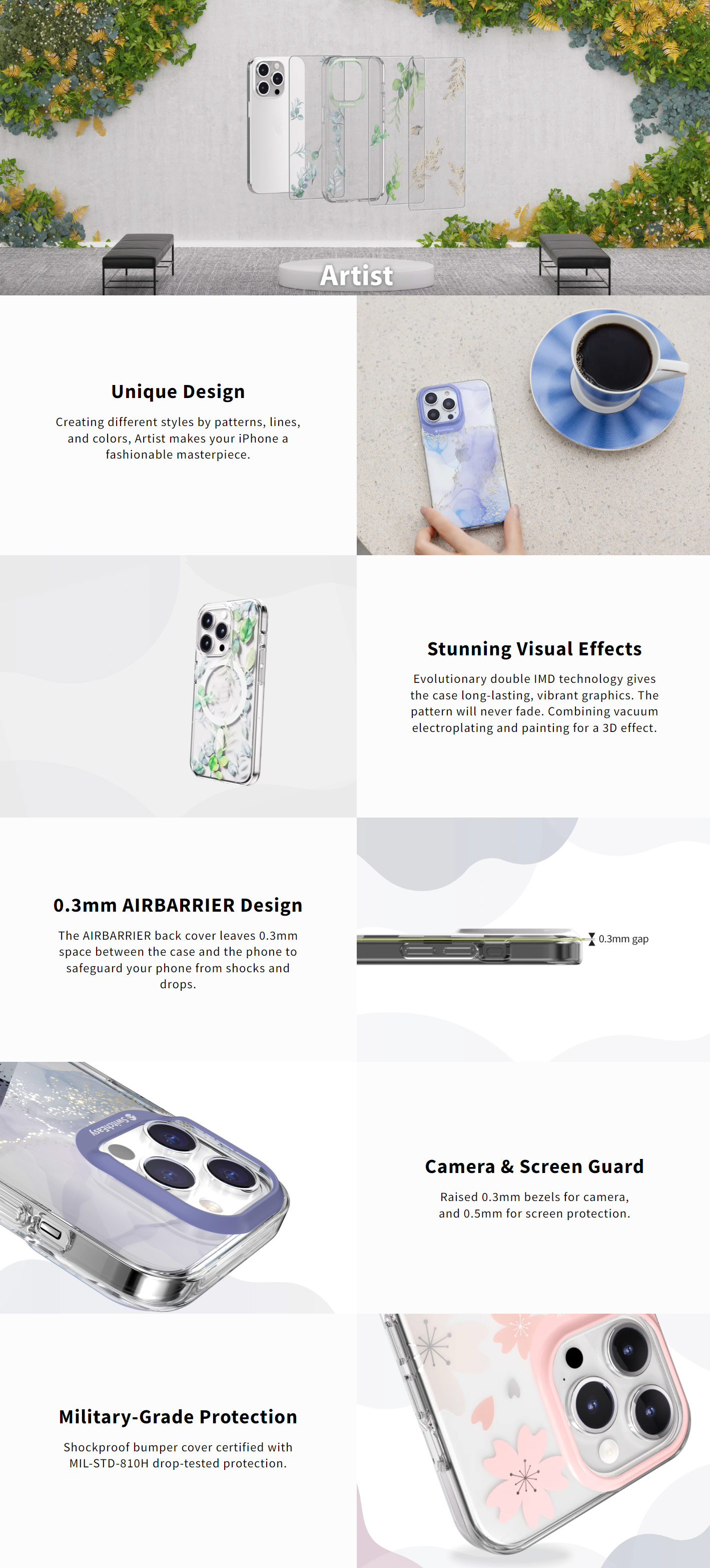 Picture of Apple iPhone 15 Pro Max 6.7 Case | Switcheasy Artist Double In Mold Decoration Fashionable Magsafe Compatible Case for Apple iPhone 15 Pro Max 6.7 (Veil)