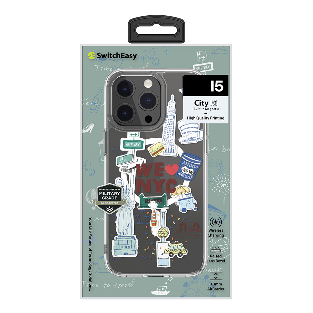 Picture of Apple iPhone 15 Pro Max 6.7 Case | Switcheasy Travel City Double In Mold Decoration Fashionable Magsafe Compatible Case for Apple iPhone 15 Pro Max 6.7 (New York)