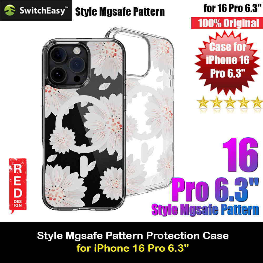 Picture of Switcheasy Style M Flower Fashionable Magsafe Compatible Case for iPhone 16 Pro 6.3 (White Flower) Apple iPhone 16 Pro 6.3- Apple iPhone 16 Pro 6.3 Cases, Apple iPhone 16 Pro 6.3 Covers, iPad Cases and a wide selection of Apple iPhone 16 Pro 6.3 Accessories in Malaysia, Sabah, Sarawak and Singapore 