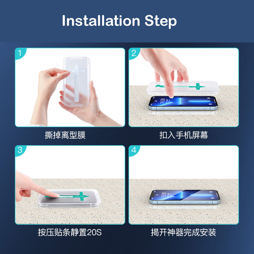 Picture of Apple iPhone 13 Pro Max 6.7  | Totu Full Coverage Tempered Glass with Easy Installation Tools with Dust Filter for iPhone 13 Pro Max 6.7 (Clear)