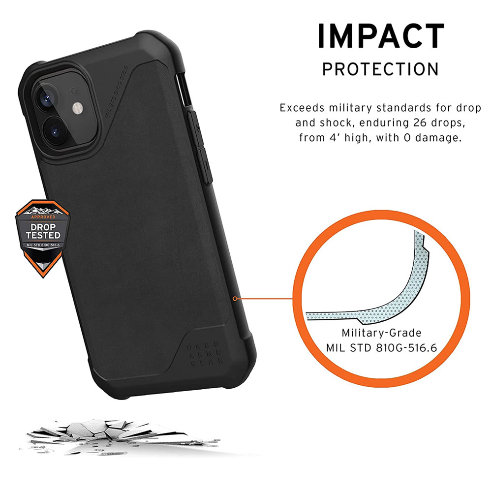 Picture of Apple iPhone 12 mini 5.4 | UAG Urban Armor Gear Metropolis LT Feather Light Heavy Duty Shockproof Slim Rugged Series for iPhone 12 Mini 5.4 (Leather Black)