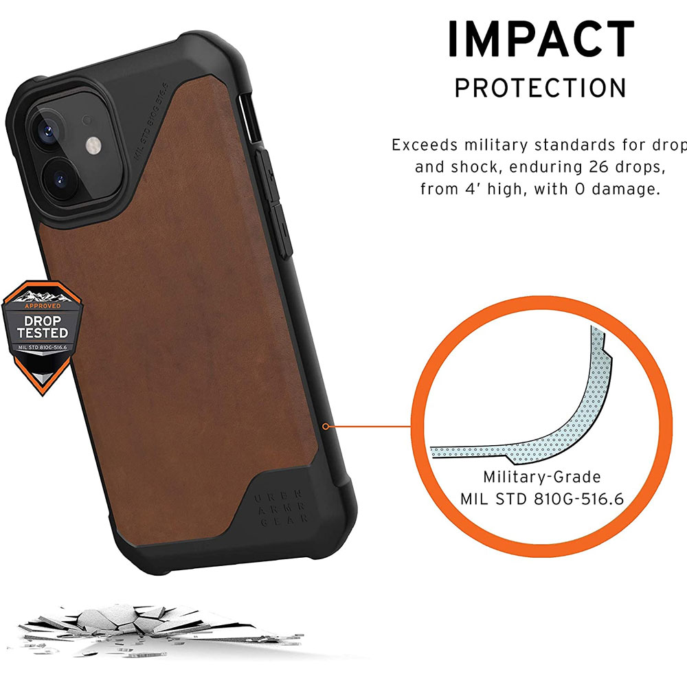 Picture of Apple iPhone 12 mini 5.4 | UAG Urban Armor Gear Metropolis LT Feather Light Heavy Duty Shockproof Slim Rugged Series for iPhone 12 Mini 5.4 (Leather Brown)