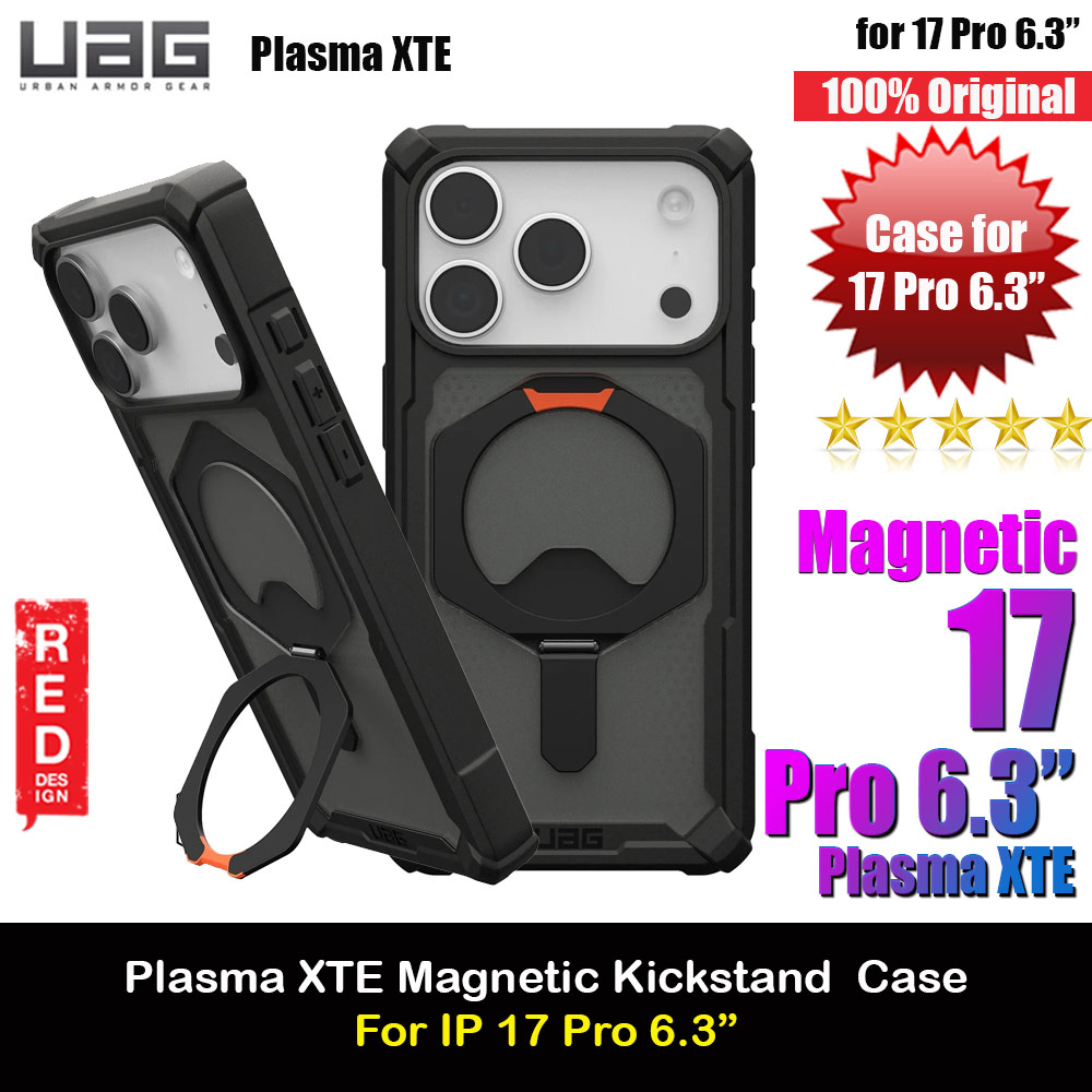 Picture of UAG Plasma XTE Magsafe Drop Proof Shock Absorbing Drop Protection Case Kickstand Case for iPhone 17 Pro 6.3 (Black Pop Orange) Apple iPhone 17 Pro 6.3- Apple iPhone 17 Pro 6.3 Cases, Apple iPhone 17 Pro 6.3 Covers, iPad Cases and a wide selection of Apple iPhone 17 Pro 6.3 Accessories in Malaysia, Sabah, Sarawak and Singapore 