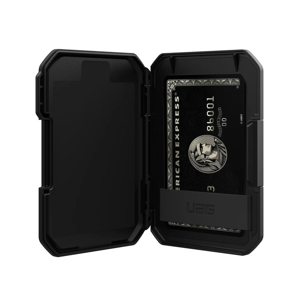 Picture of Apple iPhone 13 6.1 | UAG Premium Snap Magnetic Magsafe Compatible Wallet and Stand Kickstand Card Holder Phone Stand with RFID Technology Waterproof (Black Titanium)