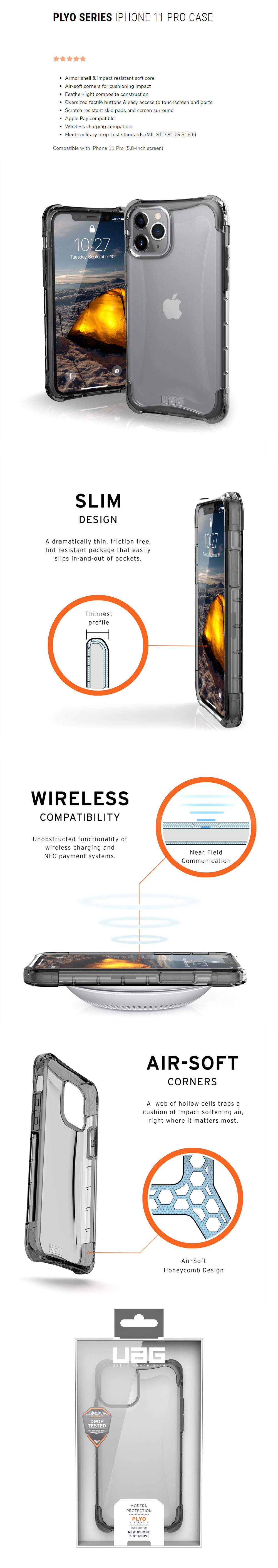 Picture of Apple iPhone 11 Pro 5.8 Case | UAG Plyo Series Drop Protection Case for Apple iPhone 11 Pro 5.8 (Ice Clear)