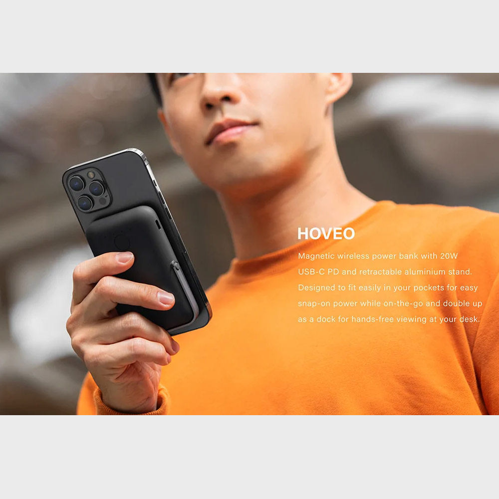 Picture of Uniq Hoveo Magnetic Wireless Powerbank 15W Max 20W USB-C PD with Viewing Stand (Grey)