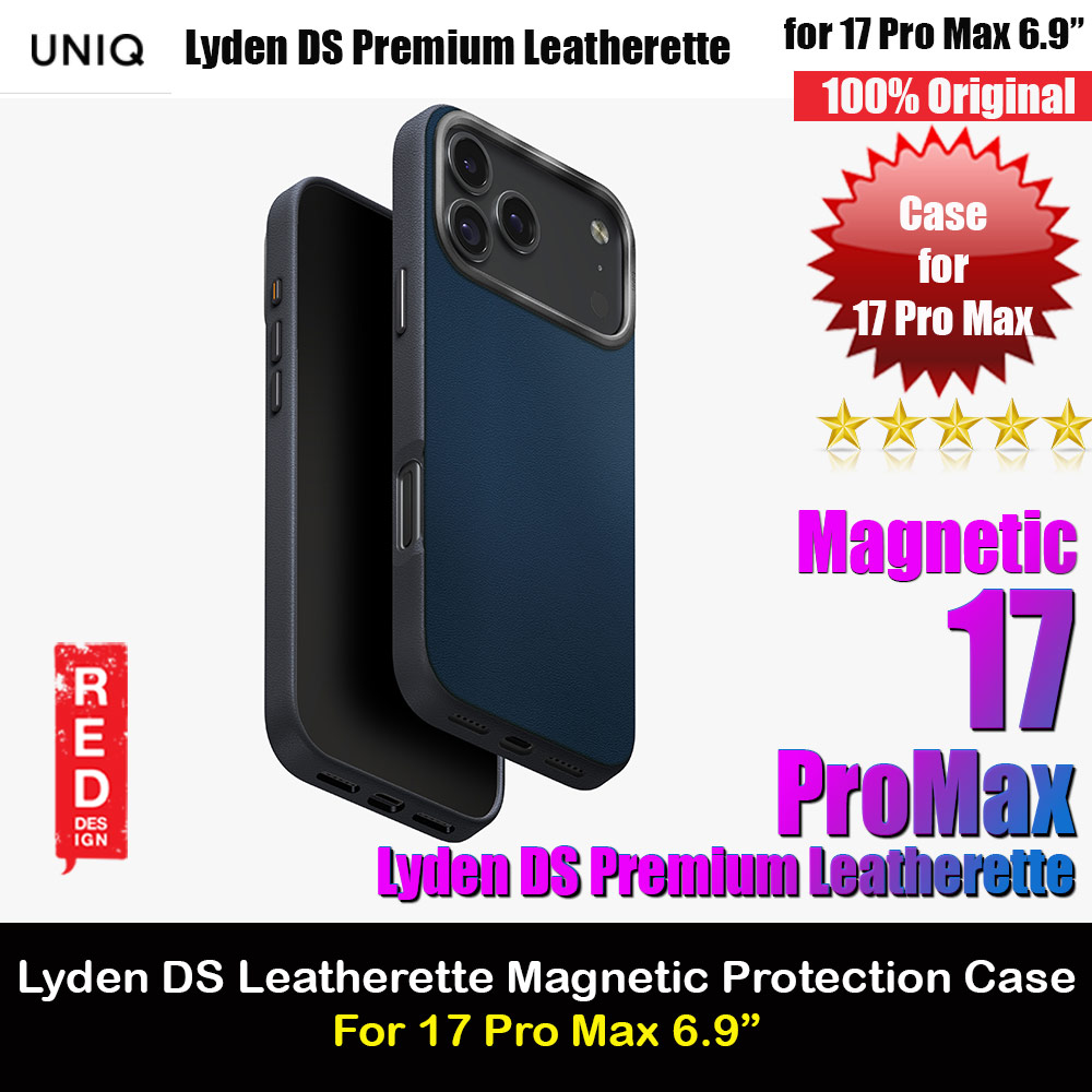 Picture of Uniq Lyden DS Premium Leatherette Magclick Protection Case for iPhone 17 Pro Max 6.9 (Steel Blue) Apple iPhone 17 Pro Max 6.9- Apple iPhone 17 Pro Max 6.9 Cases, Apple iPhone 17 Pro Max 6.9 Covers, iPad Cases and a wide selection of Apple iPhone 17 Pro Max 6.9 Accessories in Malaysia, Sabah, Sarawak and Singapore 