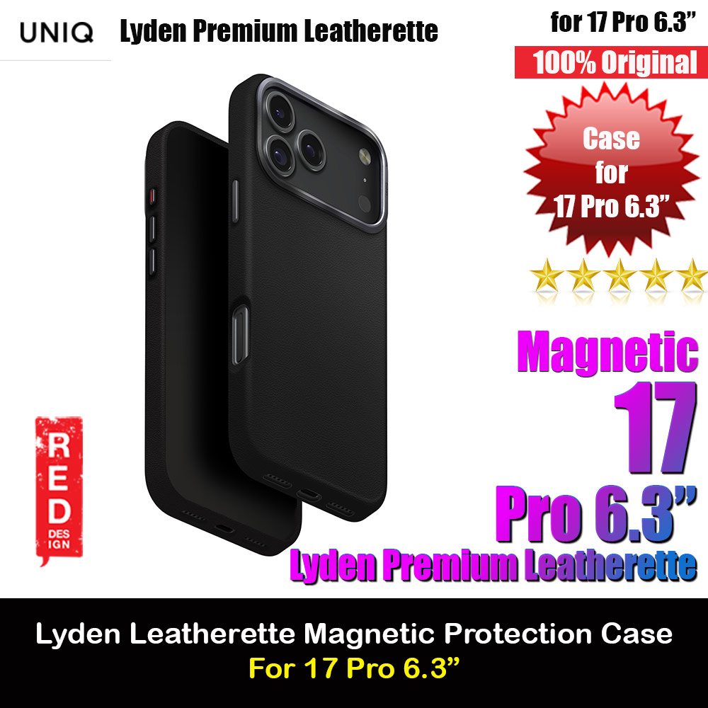 Picture of Uniq Lyden Premium Leatherette Magclick Protection Case for iPhone 17 Pro 6.3 (Dallas Black) Apple iPhone 17 Pro 6.3- Apple iPhone 17 Pro 6.3 Cases, Apple iPhone 17 Pro 6.3 Covers, iPad Cases and a wide selection of Apple iPhone 17 Pro 6.3 Accessories in Malaysia, Sabah, Sarawak and Singapore 