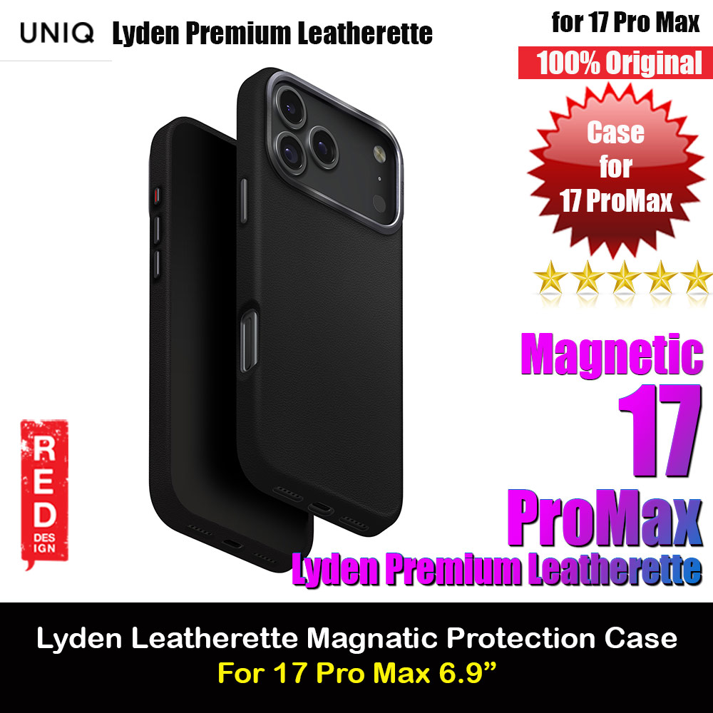 Picture of Uniq Lyden Premium Leatherette Magclick Protection Case for iPhone 17 Pro Max 6.9 (Dallas Black) Apple iPhone 17 Pro Max 6.9- Apple iPhone 17 Pro Max 6.9 Cases, Apple iPhone 17 Pro Max 6.9 Covers, iPad Cases and a wide selection of Apple iPhone 17 Pro Max 6.9 Accessories in Malaysia, Sabah, Sarawak and Singapore 