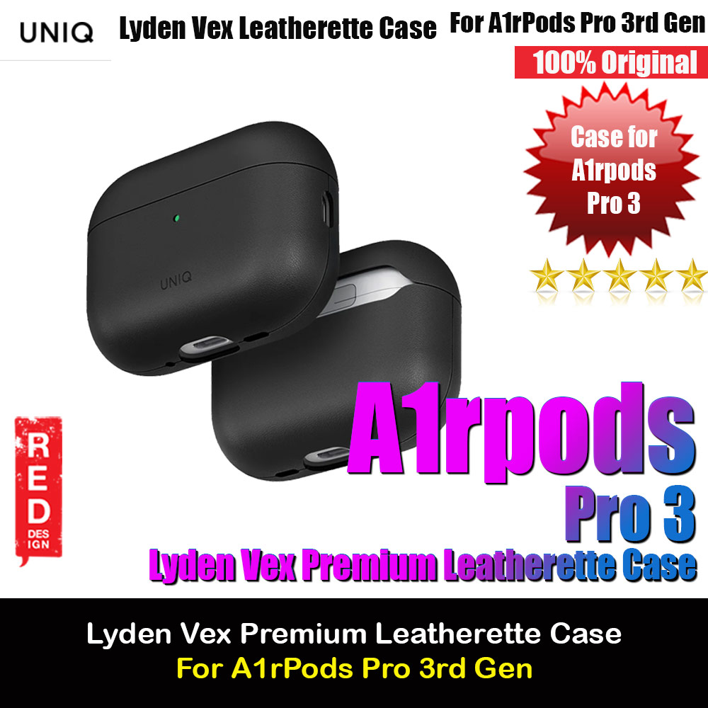 Picture of Uniq Lyden Vex Premium Leatherette Case for Airpods Pro 3 3rd Gen 2025 (Black) Apple Airpods Pro 3- Apple Airpods Pro 3 Cases, Apple Airpods Pro 3 Covers, iPad Cases and a wide selection of Apple Airpods Pro 3 Accessories in Malaysia, Sabah, Sarawak and Singapore 