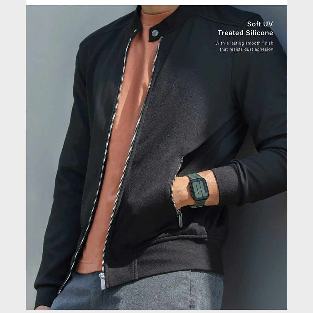 Picture of Apple Watch 49mm Ultra | nUiq Revix Reversible Magnetic Silicone Strap Apple Watch 49mm Ultra 45mm 44mm 42mm Series 1 2 3 4 5 6 7 SE Nike (Blue Black)