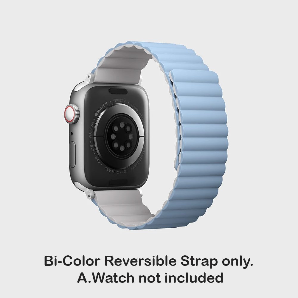 Picture of Apple Watch 38mm | Uniq Revix Reversible Magnetic Silicone Strap Apple Watch 41mm 40mm 38mm Series 1 2 3 4 5 6 7 SE Nike (Blue White)