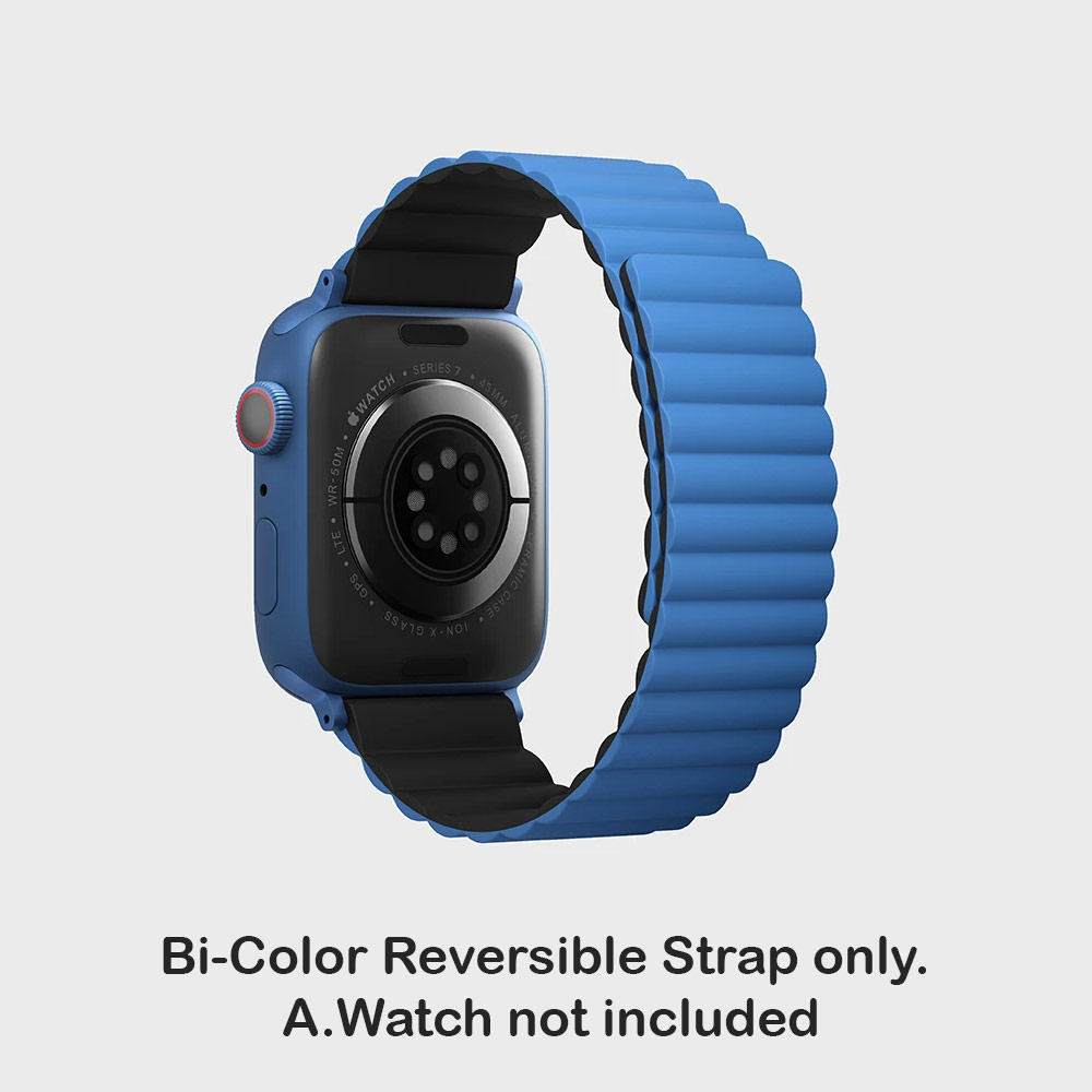 Picture of Apple Watch 38mm | Uniq Revix Reversible Magnetic Silicone Strap Apple Watch 41mm 40mm 38mm Series 1 2 3 4 5 6 7 SE Nike (Blue Black)