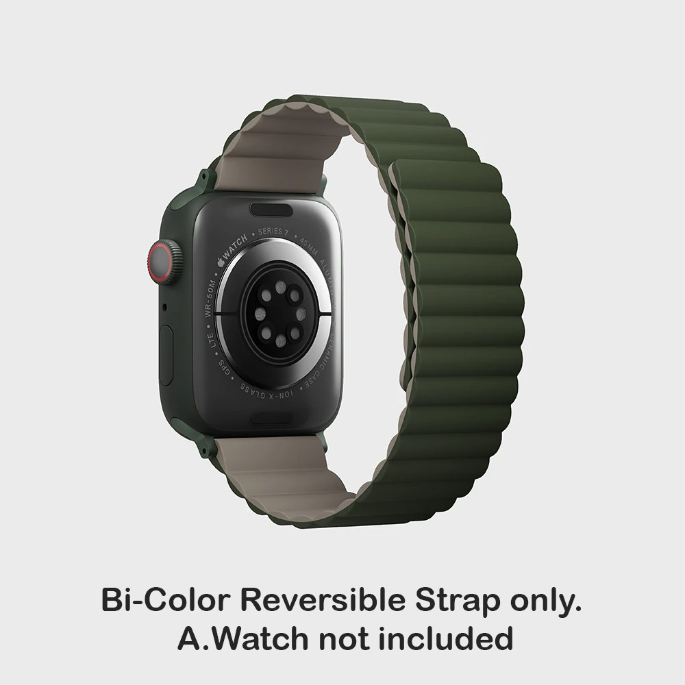 Picture of Apple Watch 49mm	Ultra  | Uniq Revix Reversible Magnetic Silicone Strap Apple Watch 49mm Ultra 45mm 44mm 42mm Series 1 2 3 4 5 6 7 SE Nike (Green Taupe)