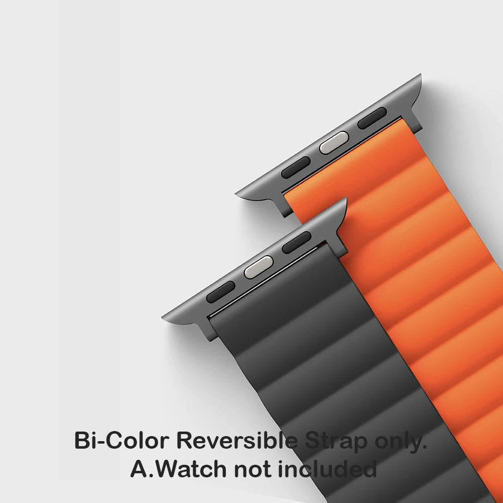 Picture of Apple Watch 49mm Ultra | Uniq Revix Reversible Magnetic Silicone Strap Apple Watch 49mm Ultra 45mm 44mm 42mm Series 1 2 3 4 5 6 7 SE Nike (Grey Orange)