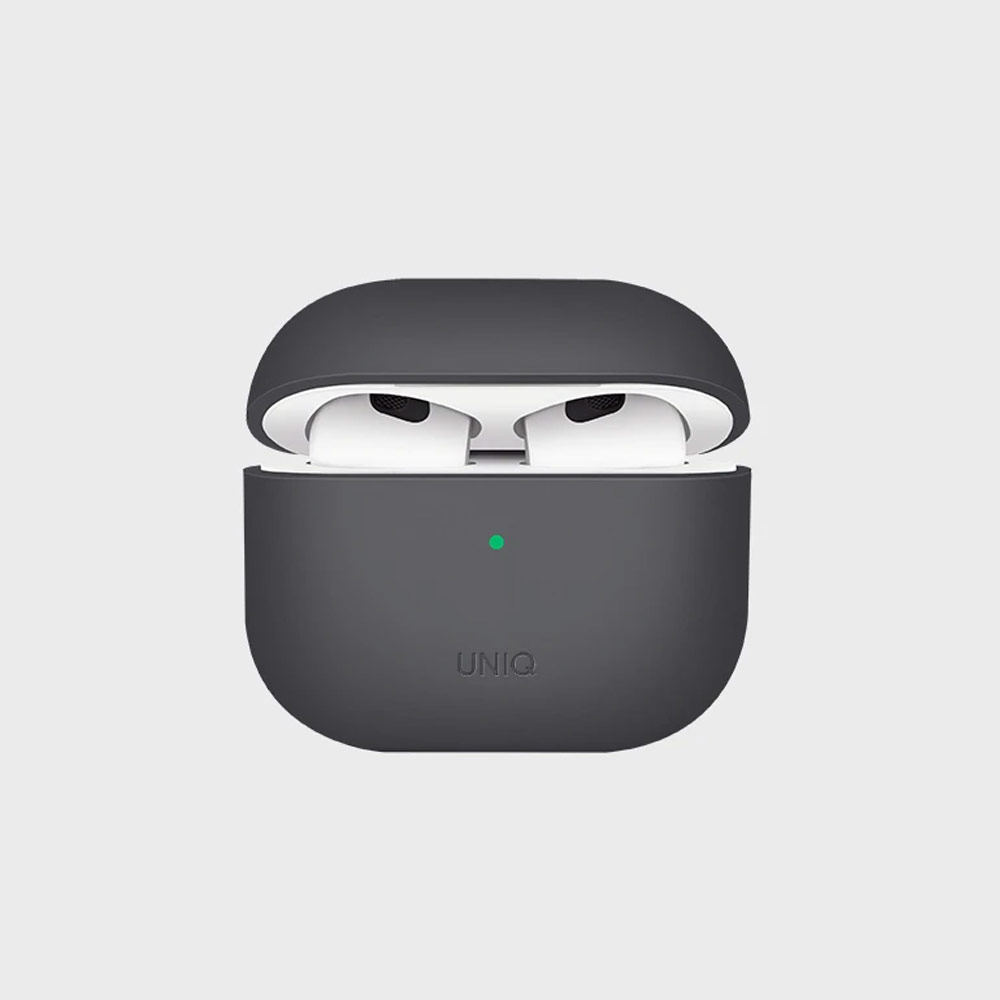 Picture of Apple Airpods 3 Case | Uniq Lino Airpods 3 Snap Case High Quality Liquid Silicone Case for Airpods 3 Airpods 3rd Gen (Grey)