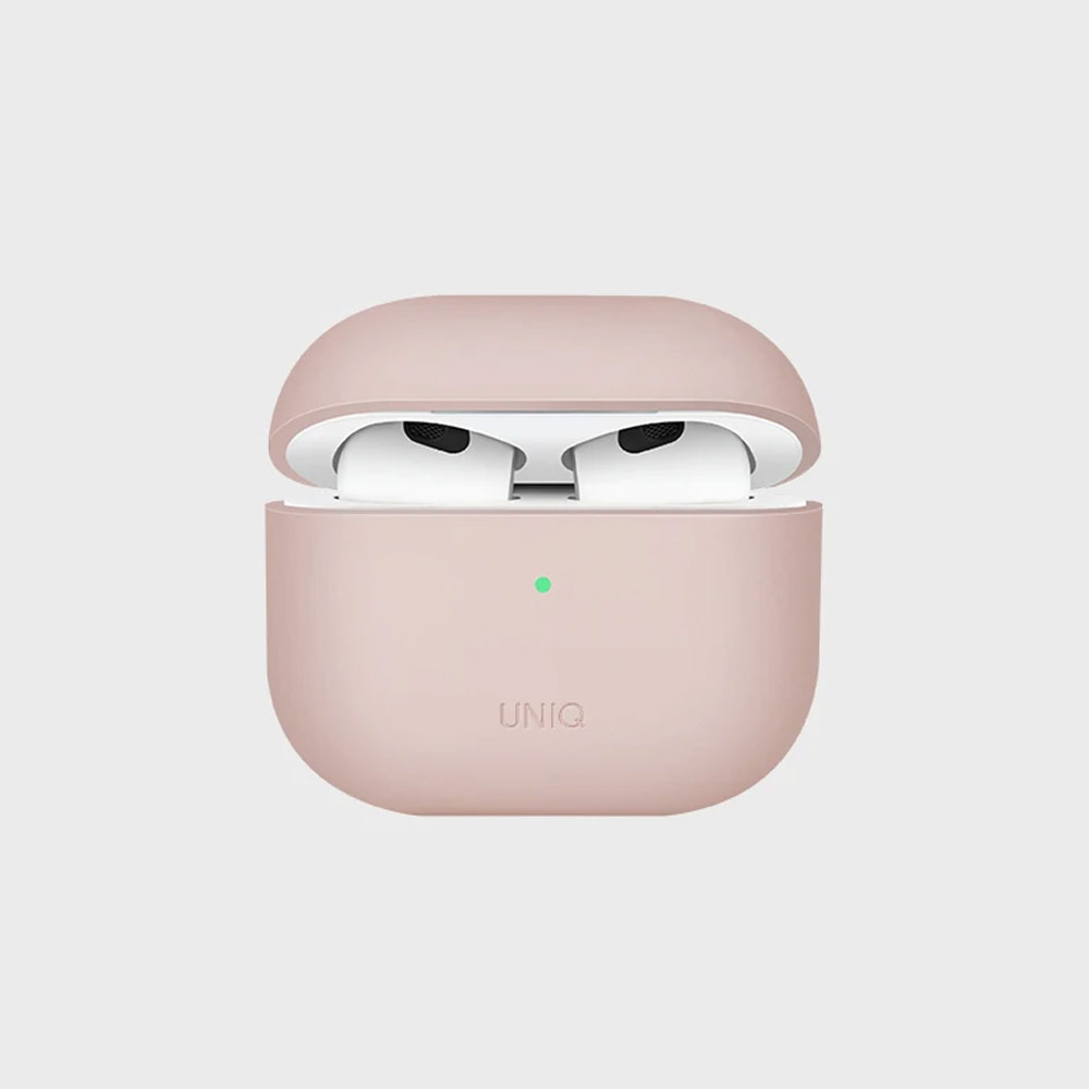 Picture of Apple Airpods 3 Case | Uniq Lino Airpods 3 Snap Case High Quality Liquid Silicone Case for Airpods 3 Airpods 3rd Gen (Pink)