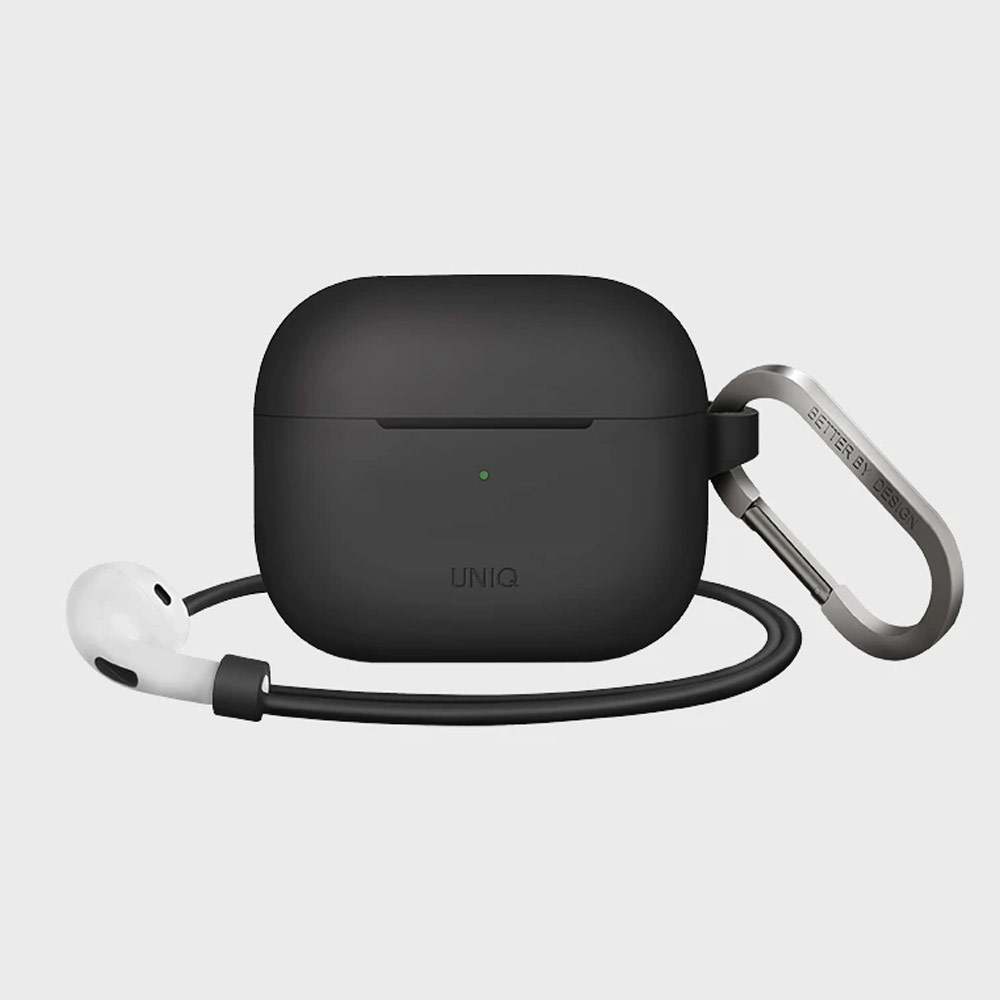 Picture of Apple Airpods 3 Case | Uniq Vencer Airpods 3 High Quality Premium Silicone Case with Aluminium Carabiner for Airpods 3 Airpods 3rd Gen (Dark Grey)