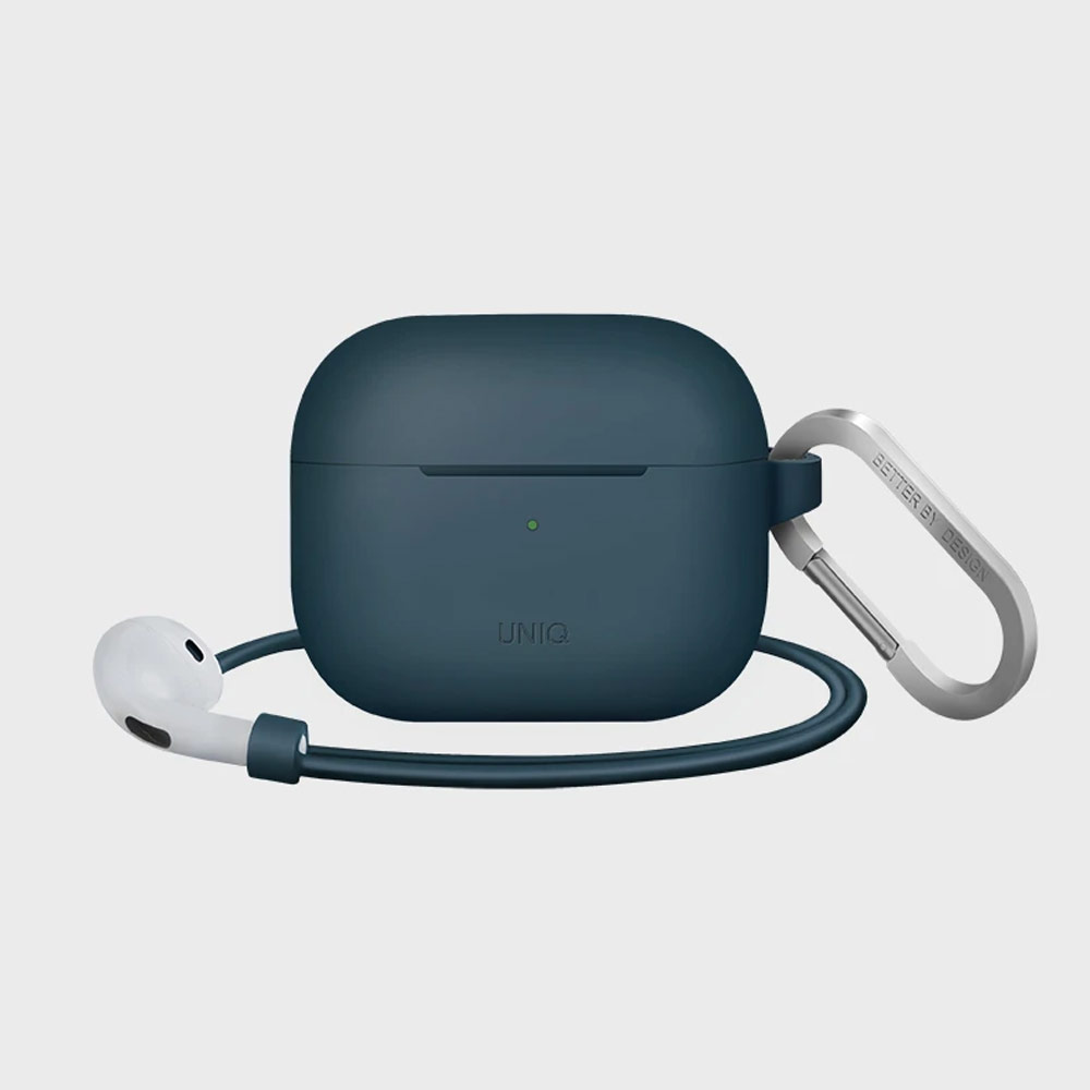 Picture of Apple Airpods 3 Case | Uniq Vencer Airpods 3 High Quality Premium Silicone Case with Aluminium Carabiner for Airpods 3 Airpods 3rd Gen (Nautical Blue)