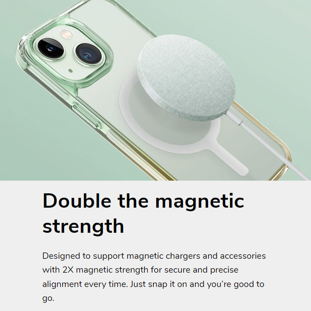 Picture of Apple iPhone 15 6.1 Case | Uniq Magclick Combat Duo Hybrid Ultra Tough Drop Protection Magnetic Charge Compatible Case for iPhone 15 6.1 (Pastel)