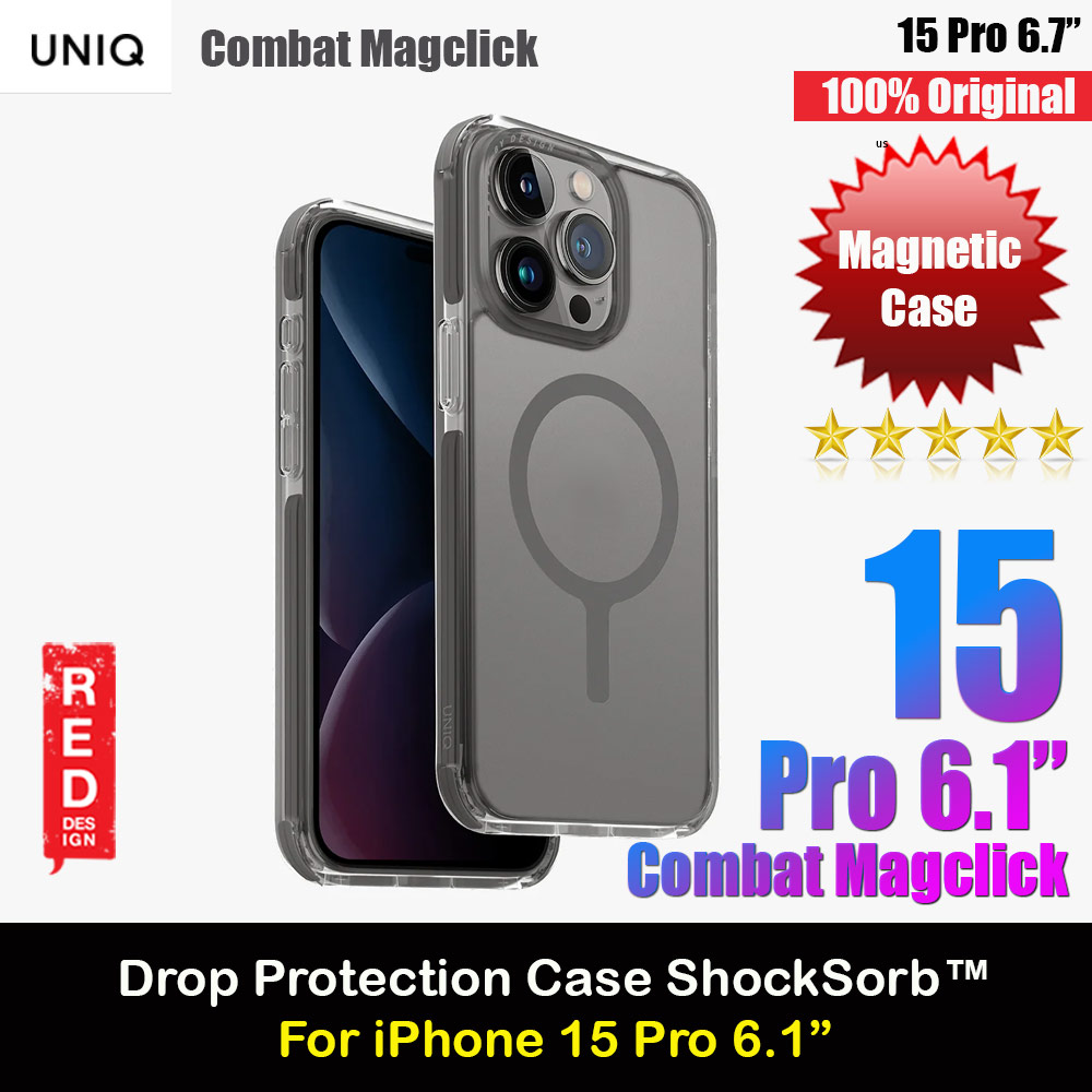 Picture of Uniq Magclick Combat Hybrid Ultra Tough Drop Protection Magnetic Charge Compatible Case for iPhone 15 Pro 6.1 (Grey) Apple iPhone 15 Pro 6.1- Apple iPhone 15 Pro 6.1 Cases, Apple iPhone 15 Pro 6.1 Covers, iPad Cases and a wide selection of Apple iPhone 15 Pro 6.1 Accessories in Malaysia, Sabah, Sarawak and Singapore 