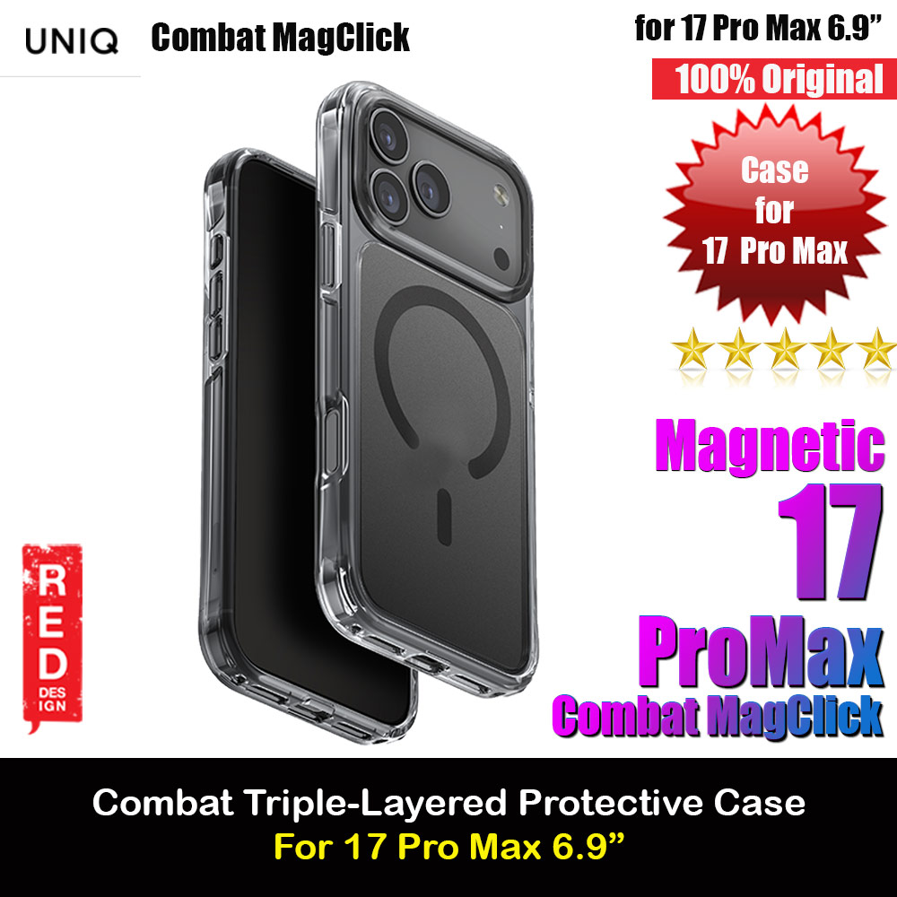 Picture of Uniq Combat Triple-Layered Magclick Protective Case for iPhone 17 Pro Max 6.9 ( Carbon Black) Apple iPhone 17 Pro Max 6.9- Apple iPhone 17 Pro Max 6.9 Cases, Apple iPhone 17 Pro Max 6.9 Covers, iPad Cases and a wide selection of Apple iPhone 17 Pro Max 6.9 Accessories in Malaysia, Sabah, Sarawak and Singapore 