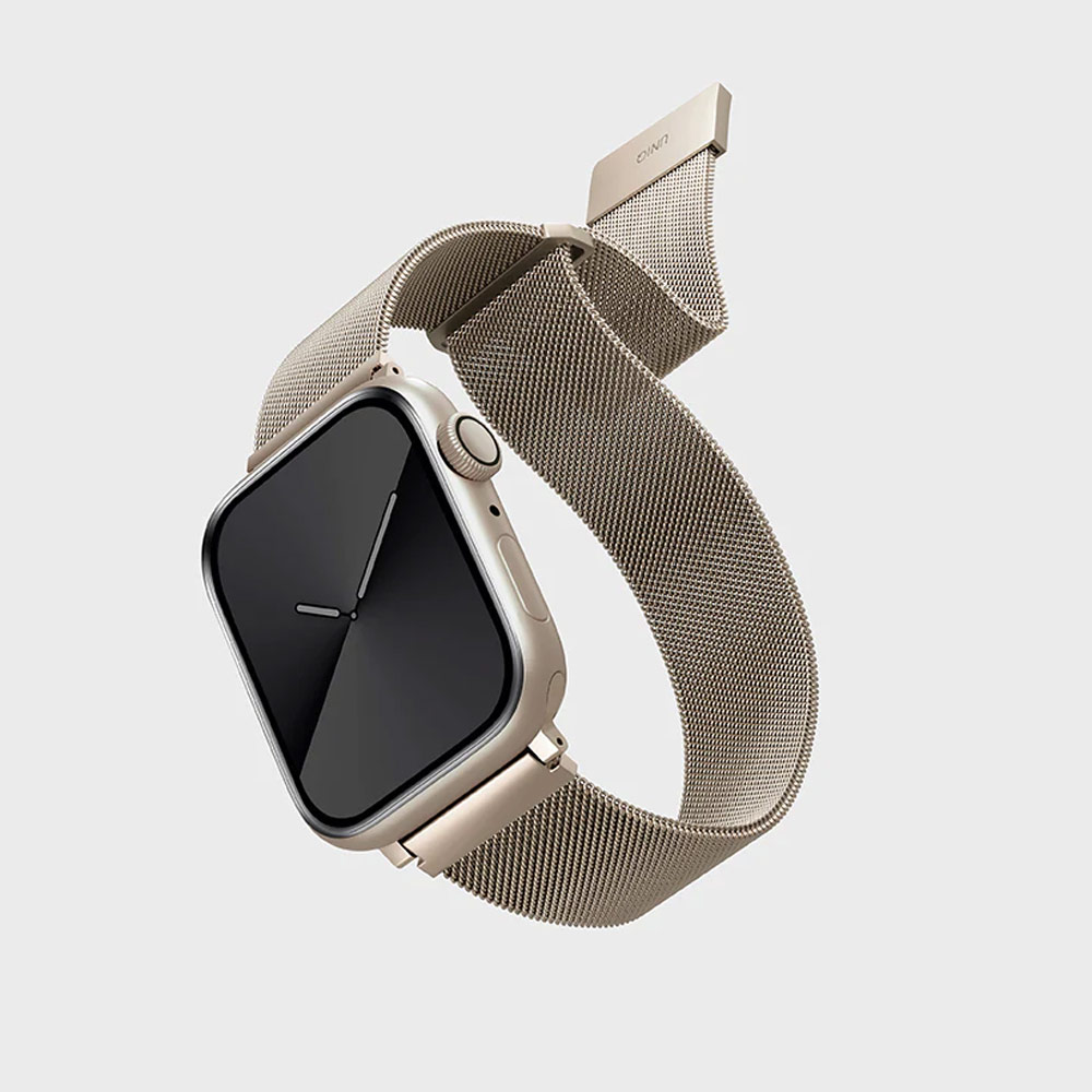 Picture of Apple Watch 42mm  | Uniq Dante Milanese Mesh Loop Strap Stainless Steel with Magnetic Clasp  Strap for Apple Watch 42mm 44mm 45mm (Starlight)