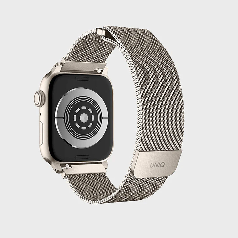 Picture of Apple Watch 42mm | Uniq Dante Milanese Mesh Loop Strap Stainless Steel with Magnetic Clasp Strap for Apple Watch 42mm 44mm 45mm (Starlight)