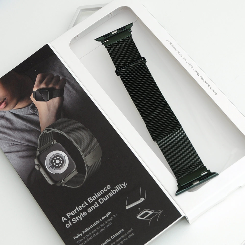 Picture of Apple Watch 42mm  | Uniq Dante Milanese Mesh Loop Strap Stainless Steel with Magnetic Clasp  Strap for Apple Watch 42mm 44mm 45mm (Green)