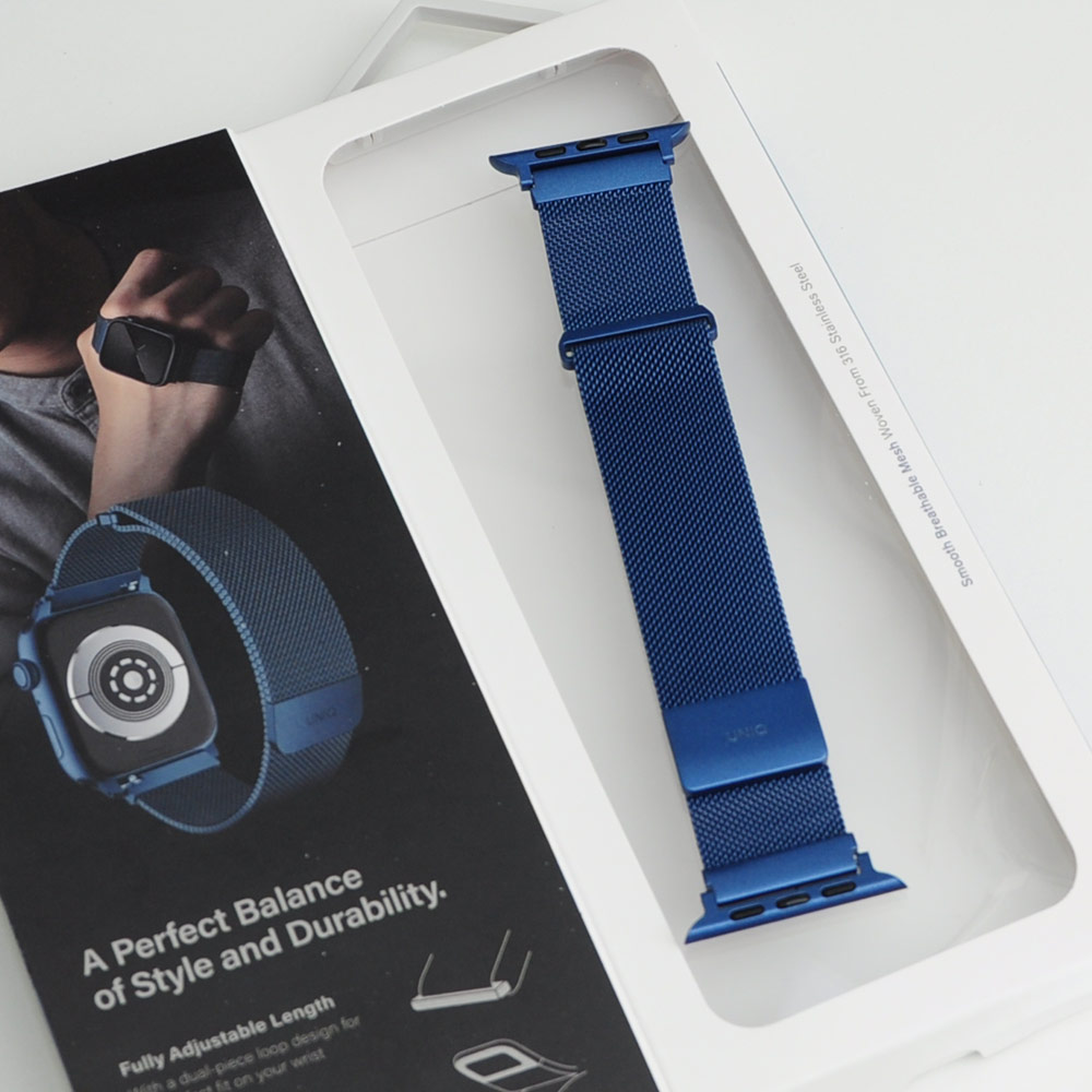 Picture of Apple Watch 42mm | Uniq Dante Milanese Mesh Loop Strap Stainless Steel with Magnetic Clasp Strap for Apple Watch 42mm 44mm 45mm (Cobalt Blue)