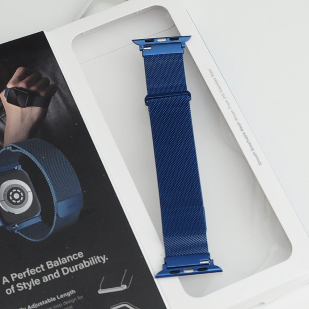 Picture of Apple Watch 42mm  | Uniq Dante Milanese Mesh Loop Strap Stainless Steel with Magnetic Clasp  Strap for Apple Watch 42mm 44mm 45mm (Cobalt Blue)