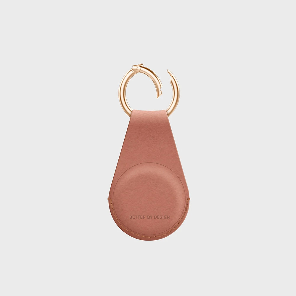 Picture of Apple Air Tag Case | Uniq Domus Series Slim Leatherette Case Protective Cover Case Keyring Design for Apple AirTag (Dusty Pink)