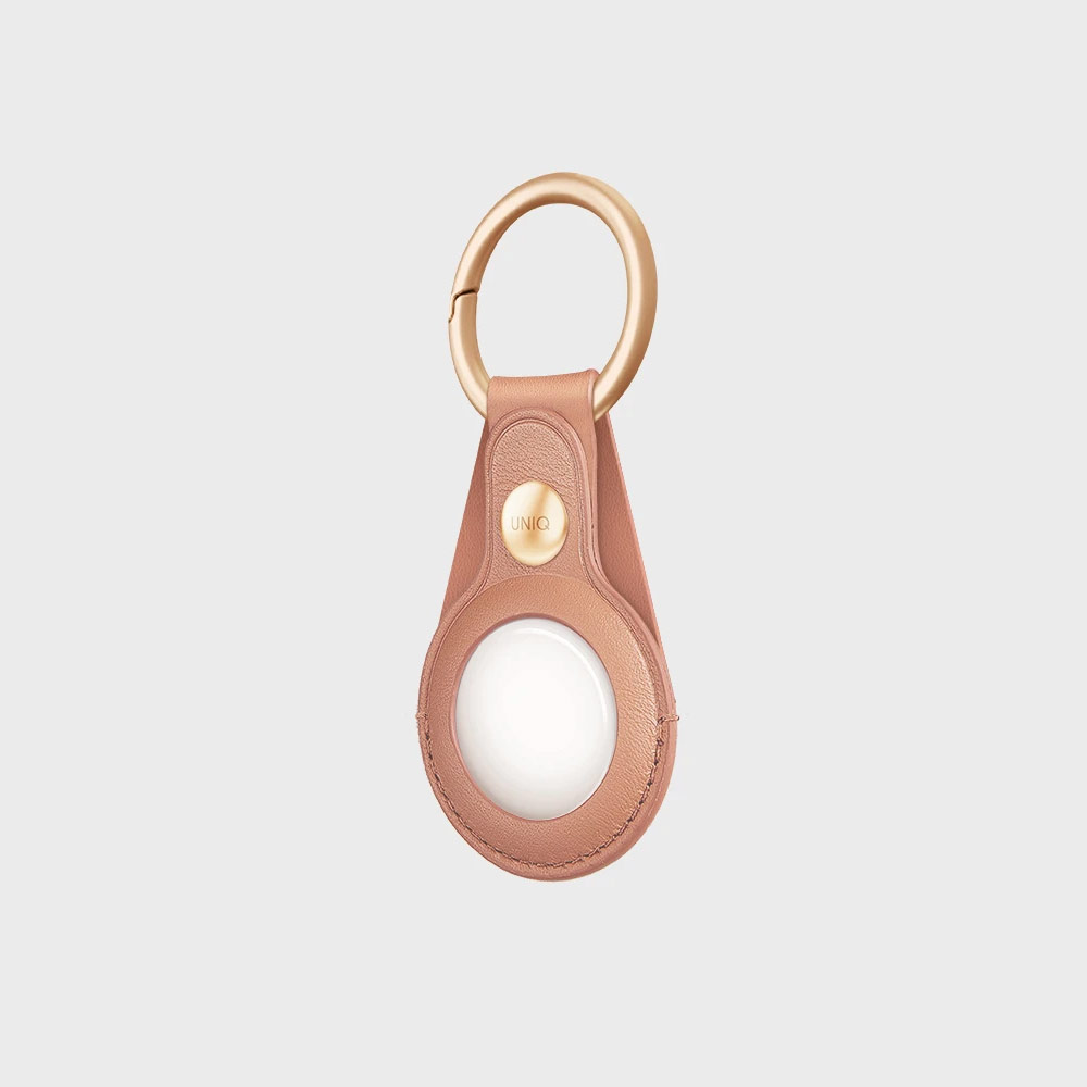 Picture of Apple Air Tag Case | Uniq Domus Series Slim Leatherette Case Protective Cover Case Keyring Design for Apple AirTag (Dusty Pink)