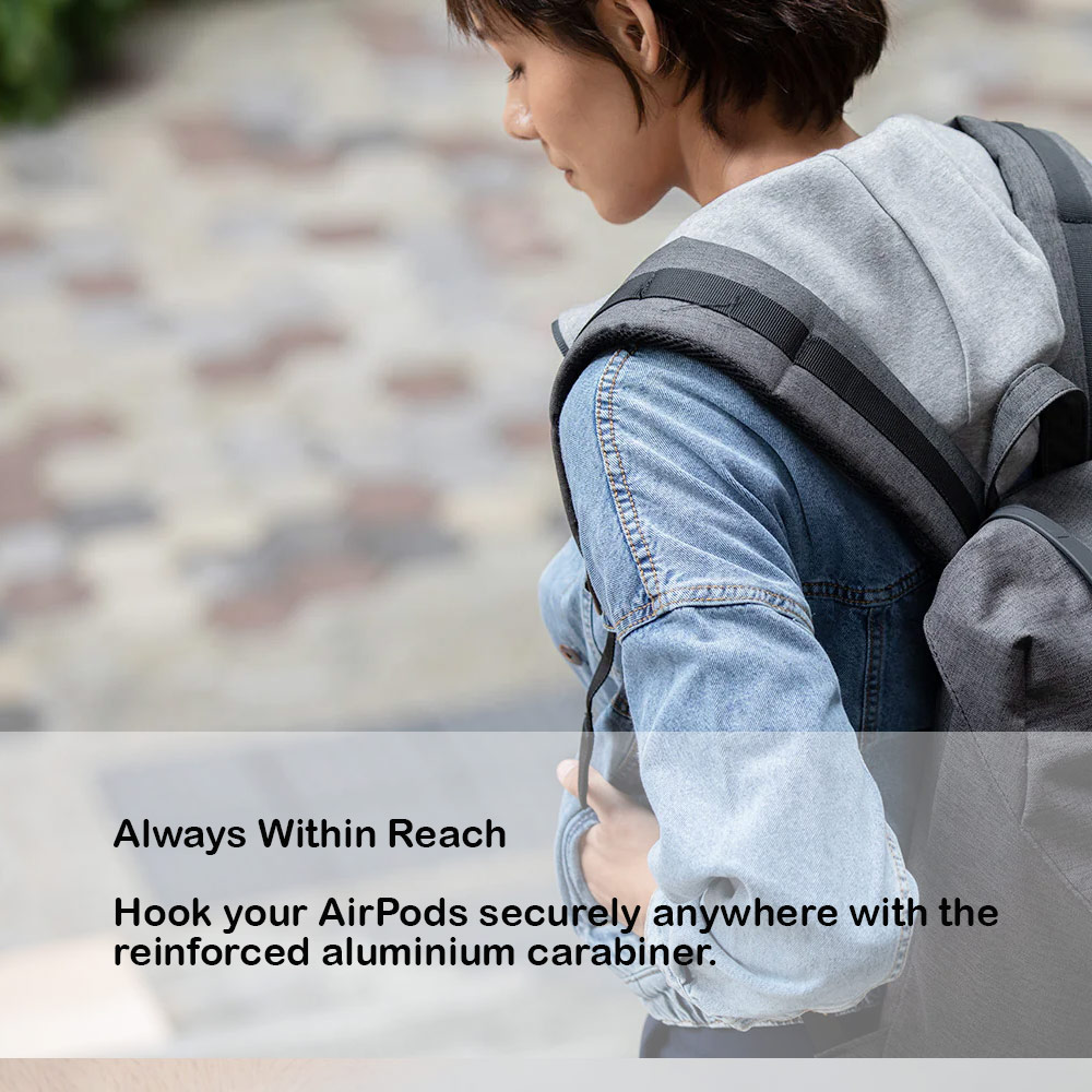 Picture of Apple Airpods Pro 2 Case | Uniq Glase Pro Secure Snap Closure Protective Protection Soft Clear Case with Carabiner for Apple Airpods Pro 2 (Smoke)