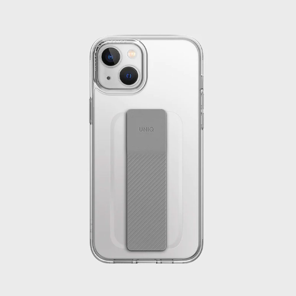 Picture of Apple iPhone 14 6.1 Case | Uniq Heldro Mount Hand Grip Design Drop Protection Case for iPhone 14 6.1 (Lucent Clear)