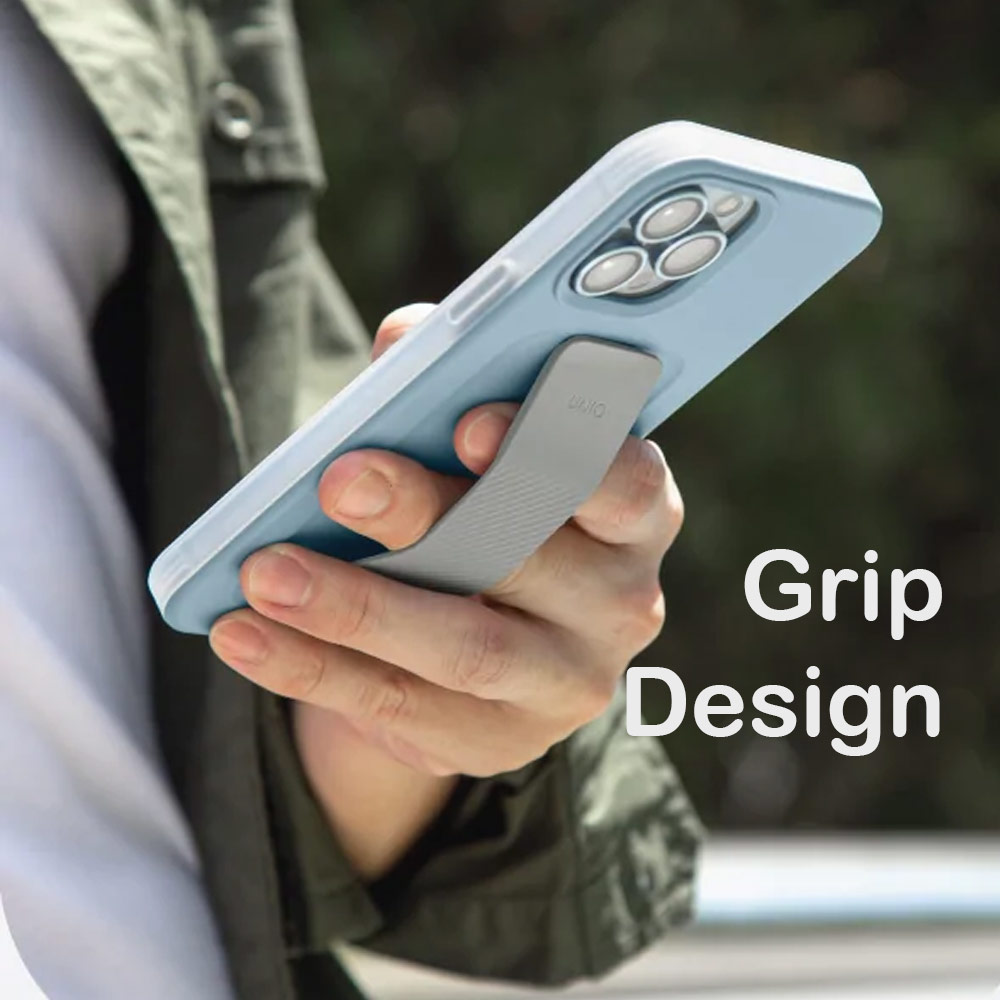 Picture of Apple iPhone 14 Pro 6.1 Case | Uniq Heldro Mount Hand Grip Design Drop Protection Case for iPhone 14 Pro 6.1 (Lucent Clear)