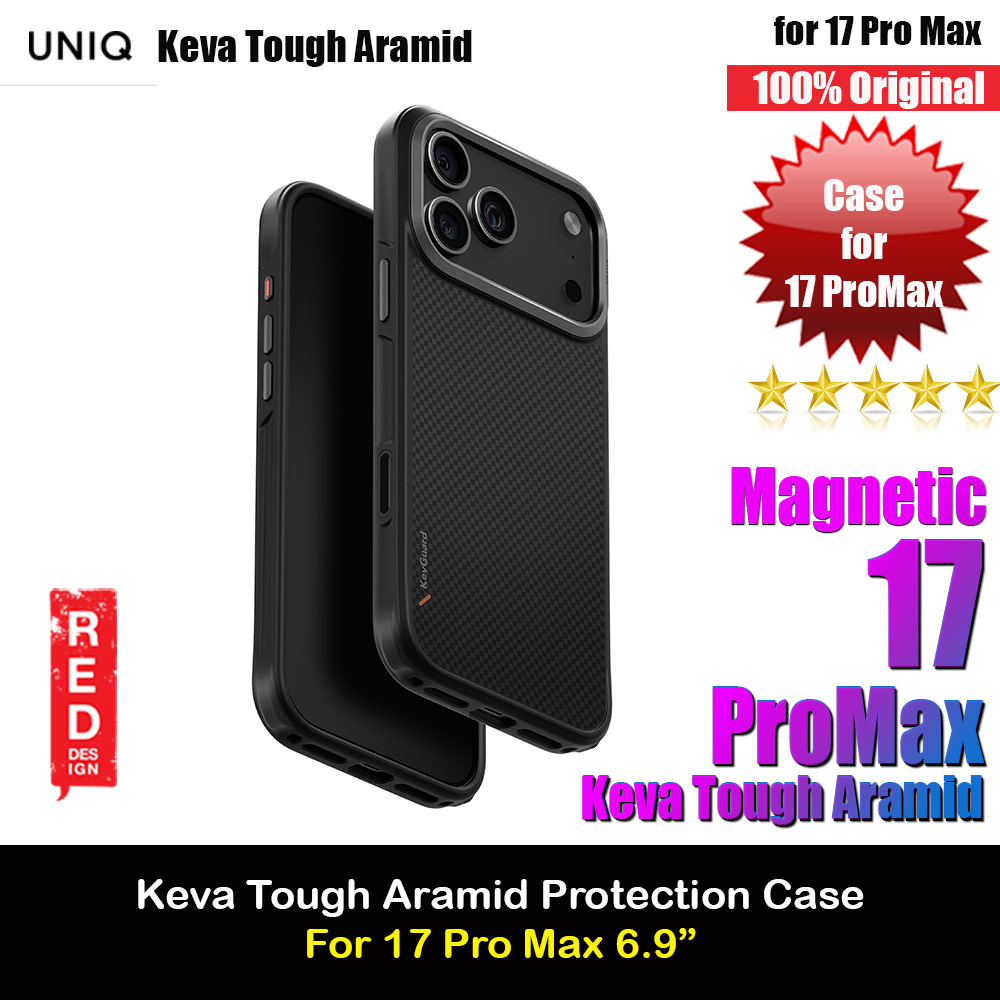 Picture of Uniq Keva Hybrid Magclick Slim Tough Aramid Drop Protection Case for iPhone 17 Pro Max 6.9 (Carbon Black) Apple iPhone 17 Pro Max 6.9- Apple iPhone 17 Pro Max 6.9 Cases, Apple iPhone 17 Pro Max 6.9 Covers, iPad Cases and a wide selection of Apple iPhone 17 Pro Max 6.9 Accessories in Malaysia, Sabah, Sarawak and Singapore 