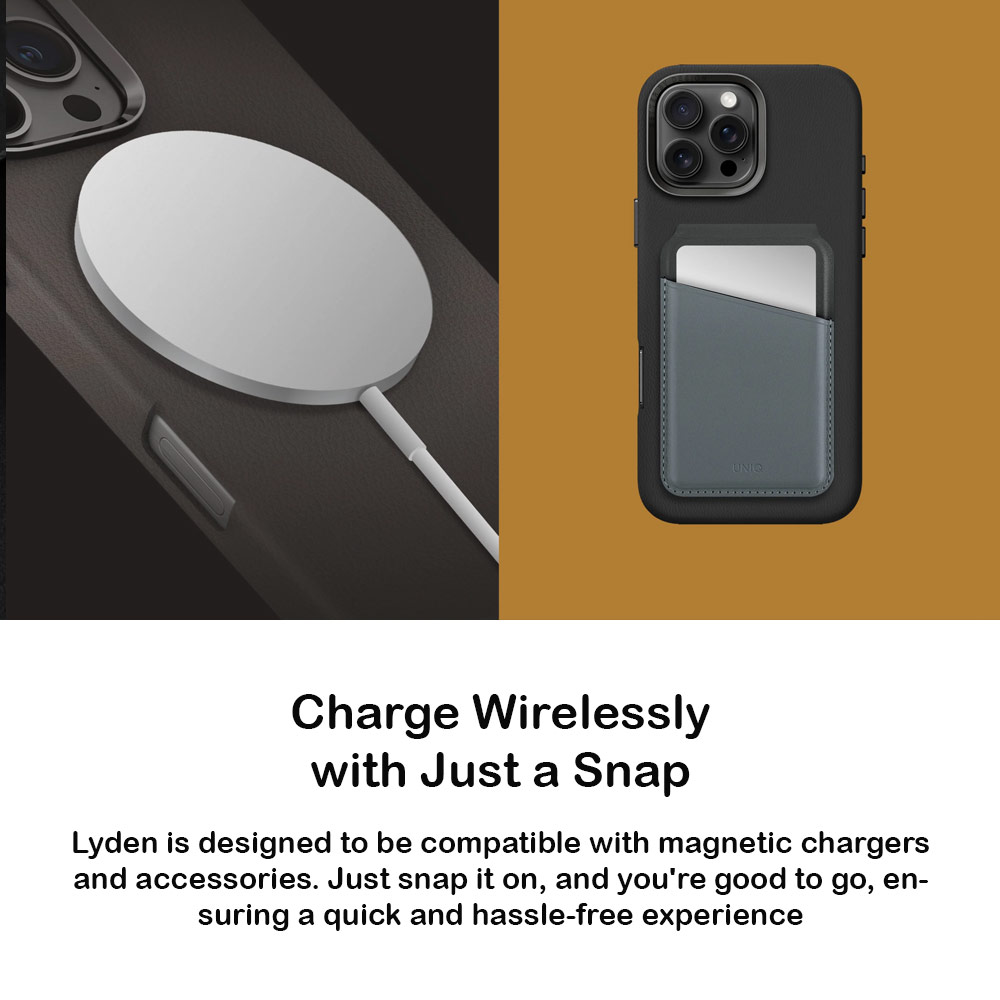 Picture of Apple iPhone 16 Pro Max 6.9 Case | Uniq Lyden Premium Leatherette Magnetic Protection Case for iPhone 16 Pro Max 6.9 (Flint Grey)
