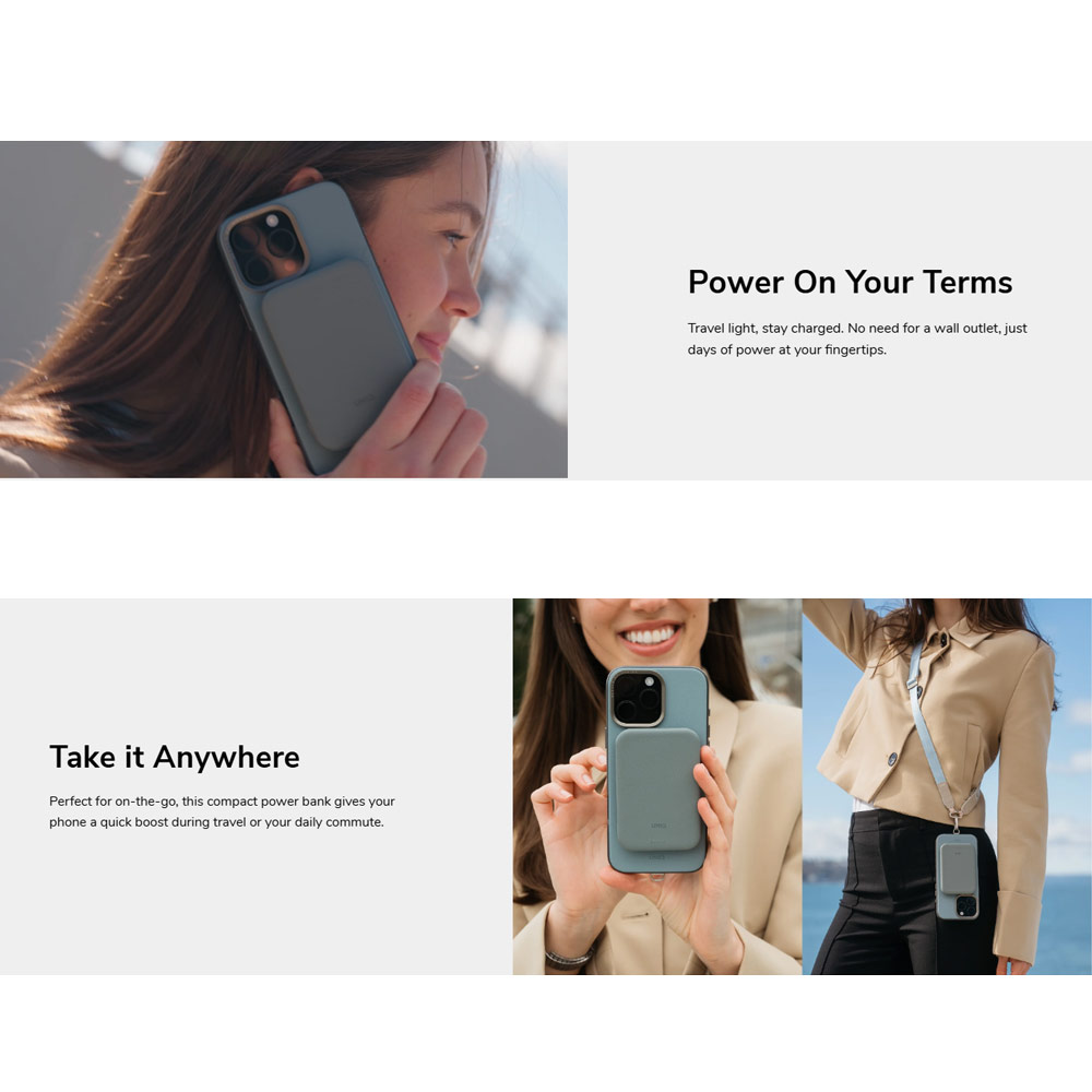 Picture of Uniq Lyden Lexa Super Ultra Slim Thin Pocket Small Size 5000mah Premium Leatherette Magnetic Power Bank MCMC Approved (Black)