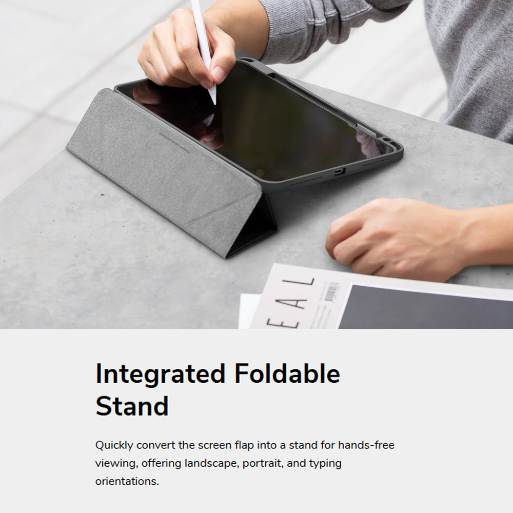 Picture of Apple iPad Air 11 M3 2025 Case | Uniq Moven Tough Hybrid Case with Clear Scratch-Resistant Black Protection Flip and Standable Case with Pen Storage for iPad Air 11 M2 2024 M3 2025(Blue)