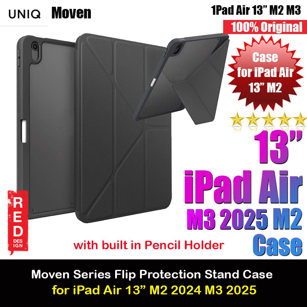 Picture of Uniq Moven Tough Hybrid Case with Clear Scratch-Resistant Black Protection Flip and Standable Case with Pen Storage for iPad Air 13 M2 2024 M3 2025 (Grey) Apple iPad Air 13 M3 2025- Apple iPad Air 13 M3 2025 Cases, Apple iPad Air 13 M3 2025 Covers, iPad Cases and a wide selection of Apple iPad Air 13 M3 2025 Accessories in Malaysia, Sabah, Sarawak and Singapore 