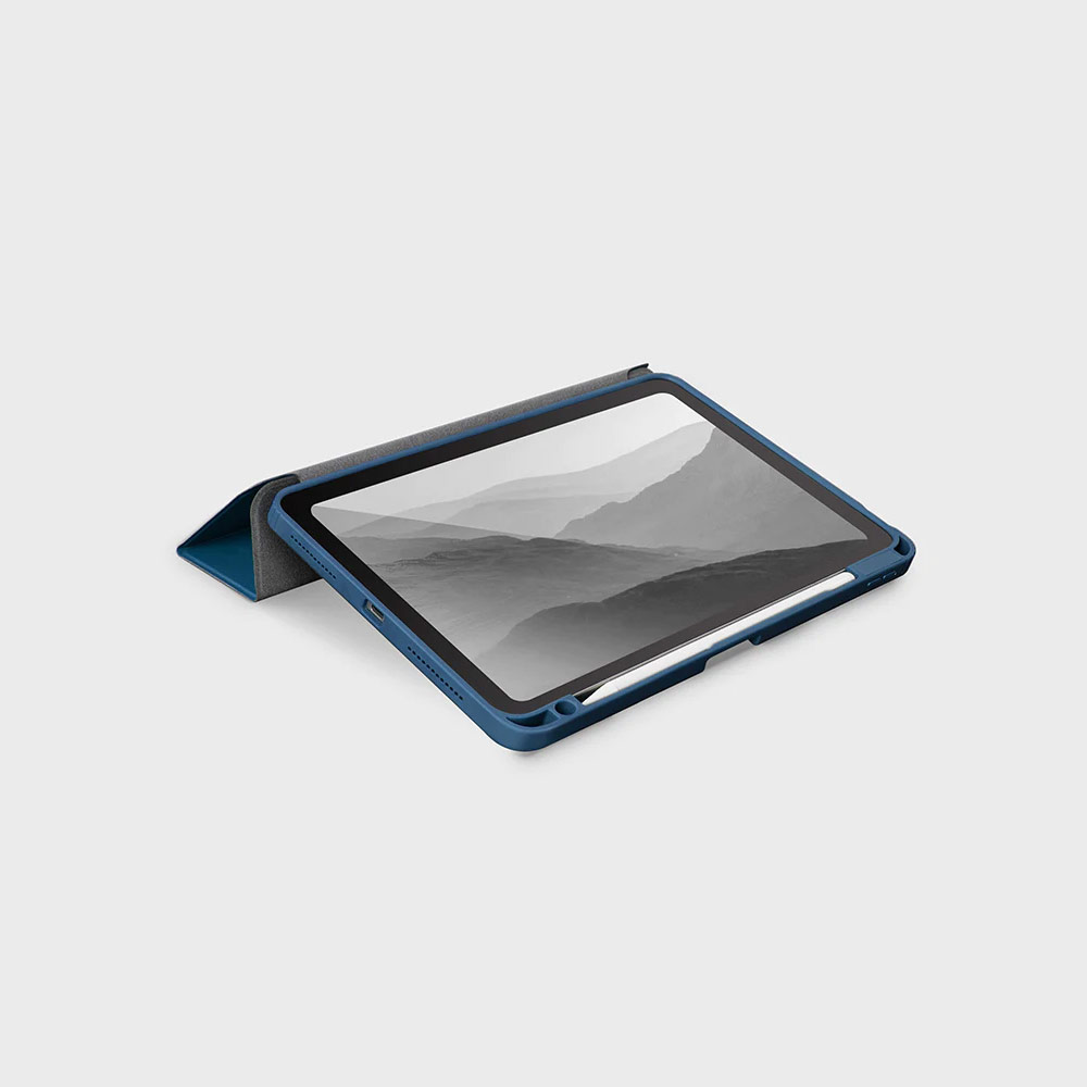 Picture of Apple iPad Air 10.9 5th Gen 2022 Case | Uniq Moven Tough Hybrid Case with Clear Scratch-Resistant Black Protection Flip and Standable Case with Pen Storage for iPad Air 10.9 2020 2022(Capri Blue)
