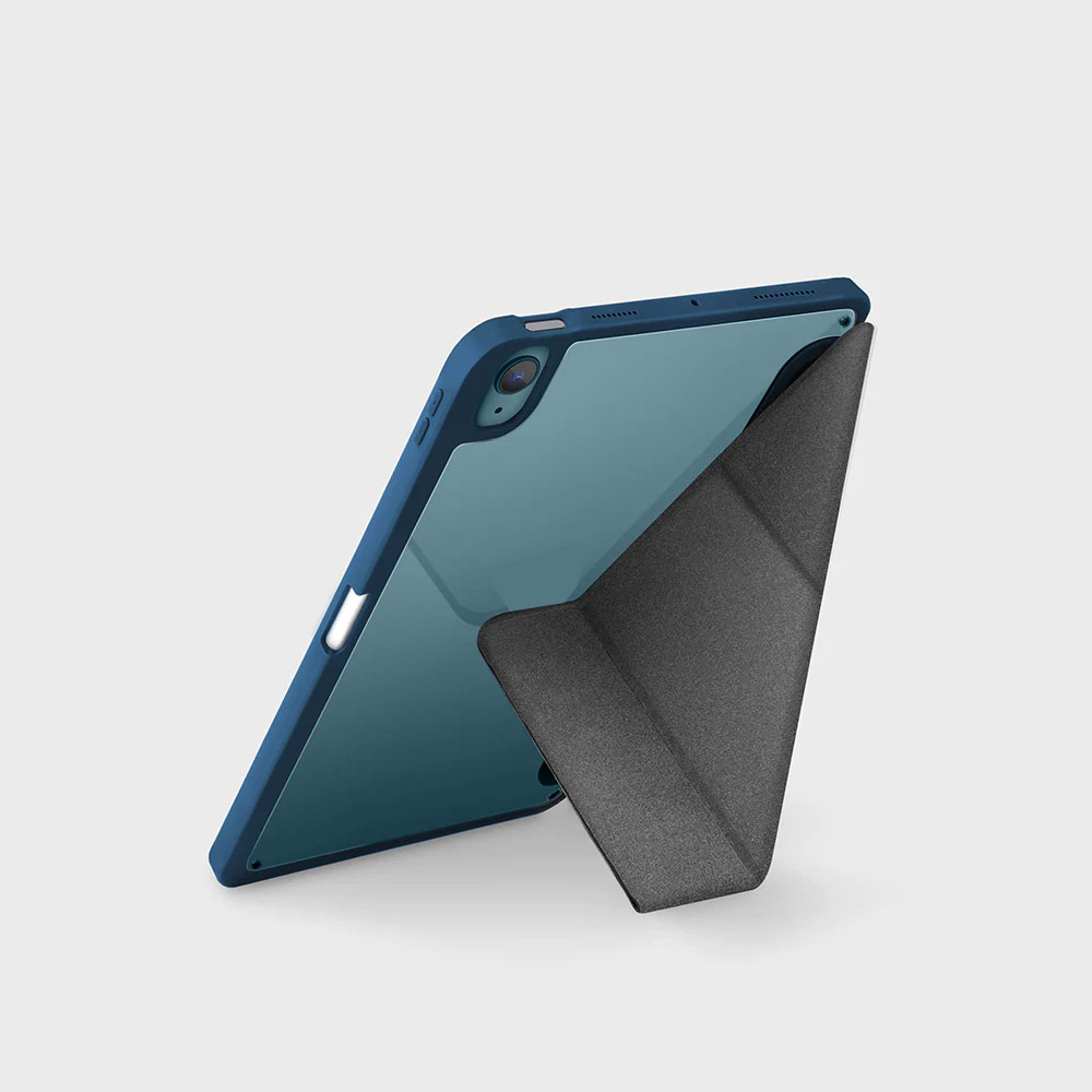 Picture of Apple iPad Air 10.9 5th Gen 2022 Case | Uniq Moven Tough Hybrid Case with Clear Scratch-Resistant Black Protection Flip and Standable Case with Pen Storage for iPad Air 10.9 2020 2022(Capri Blue)