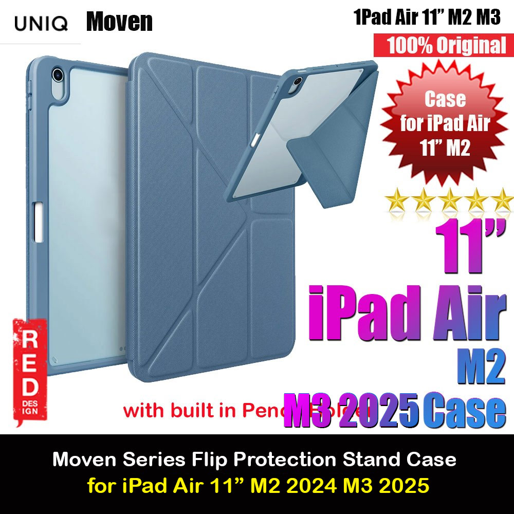 Picture of Uniq Moven Tough Hybrid Case with Clear Scratch-Resistant Black Protection Flip and Standable Case with Pen Storage for iPad Air 11 M2 2024 M3 2025(Blue) Apple iPad Air 11 M3 2025- Apple iPad Air 11 M3 2025 Cases, Apple iPad Air 11 M3 2025 Covers, iPad Cases and a wide selection of Apple iPad Air 11 M3 2025 Accessories in Malaysia, Sabah, Sarawak and Singapore 
