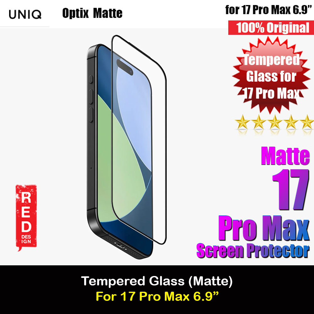 Picture of Uniq Optix Covex Matte Anti Glare Tempered Glass Screen Protector with Installation Helper Kit for iPhone 17 Pro Max 6.9 (Matte) Apple iPhone 17 Pro Max 6.9- Apple iPhone 17 Pro Max 6.9 Cases, Apple iPhone 17 Pro Max 6.9 Covers, iPad Cases and a wide selection of Apple iPhone 17 Pro Max 6.9 Accessories in Malaysia, Sabah, Sarawak and Singapore 